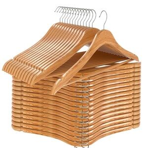 Set of 10 Wooden Clothes Hangers - Natural Finish